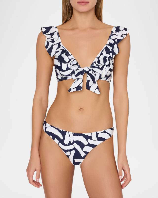Italian Graphic Ruffle Bikini Top